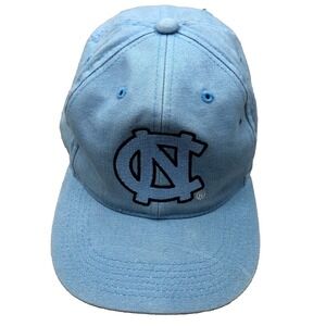 Vintage North Carolina Tar Heels Hat Cap Strap Back Blue UNC Plain Logo Y2K 00s